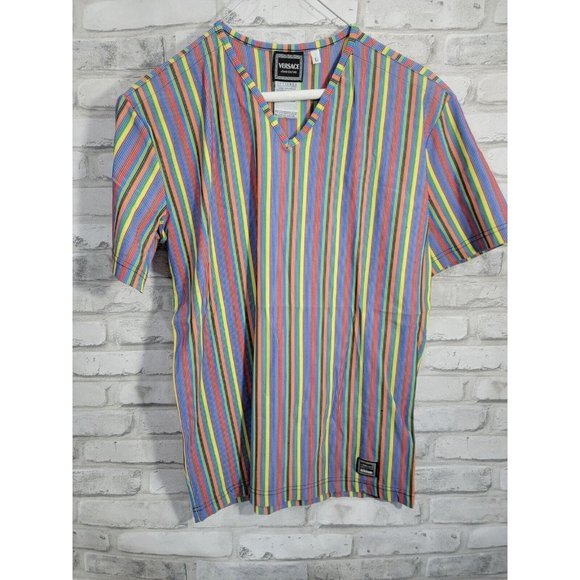 Versace Jeans Couture Women Multi Color Shirt Size Large‎ Rainbow Pride Vintage - Picture 2 of 11